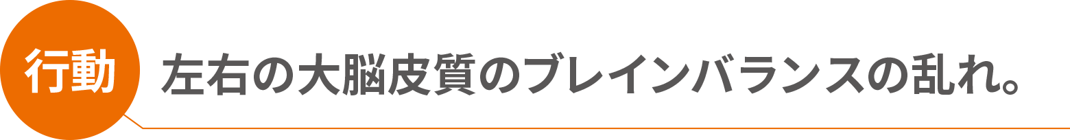 行動：左右の大脳皮質のブレインバランスの乱れ。