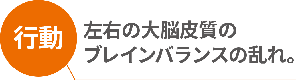 行動：左右の大脳皮質のブレインバランスの乱れ。